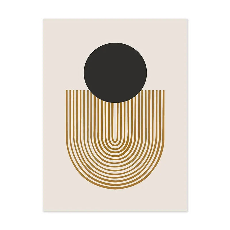 Abstract Geometric Wall Art Canvas Print Set – Modern Minimalist Black & Beige Poster Decor
