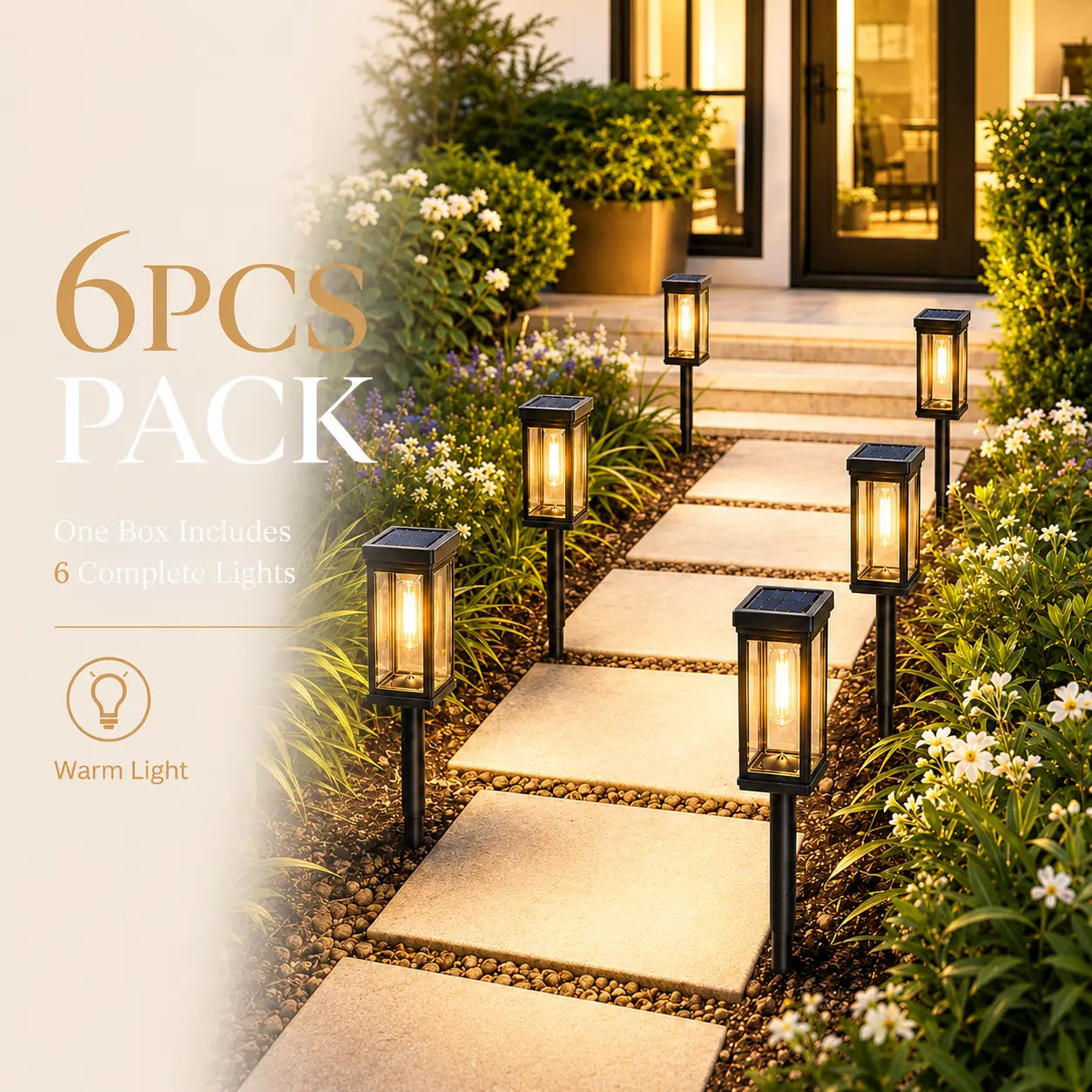 6-Pack Solar Pathway Lights – Outdoor Garden Lighting