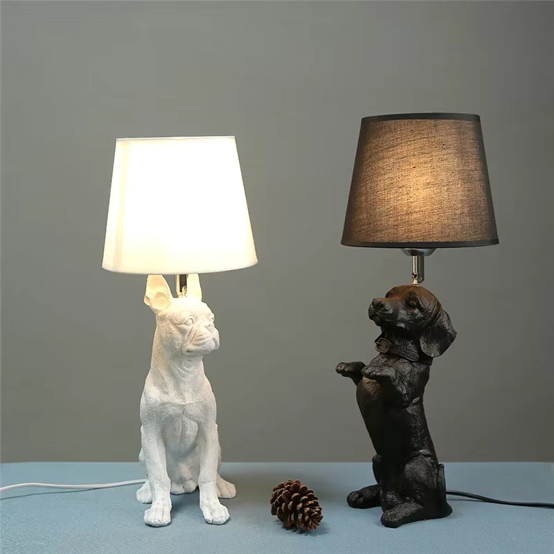 Nordic Animal Puppy LED Table Lamps for Living Room Modern Creative Decorative Bedroom Lamp Industrial Light Fixtures Luminaire