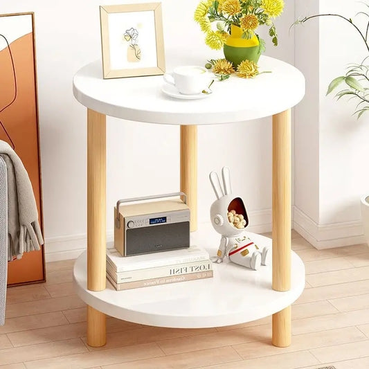 Modern Round Side Table with Storage Shelf