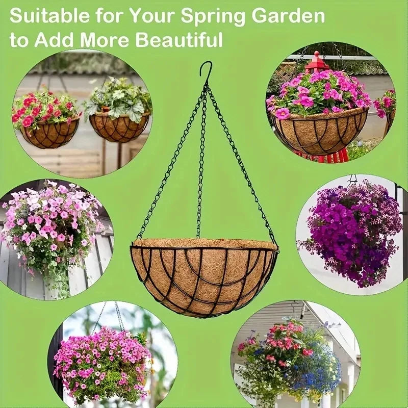 12Inchhanging Basket Flowerpot Coconut Palm Indoor Flowerpot Hanging Basket Flowerpot Hanging Plant Indoor and Outdoor Flowerpot