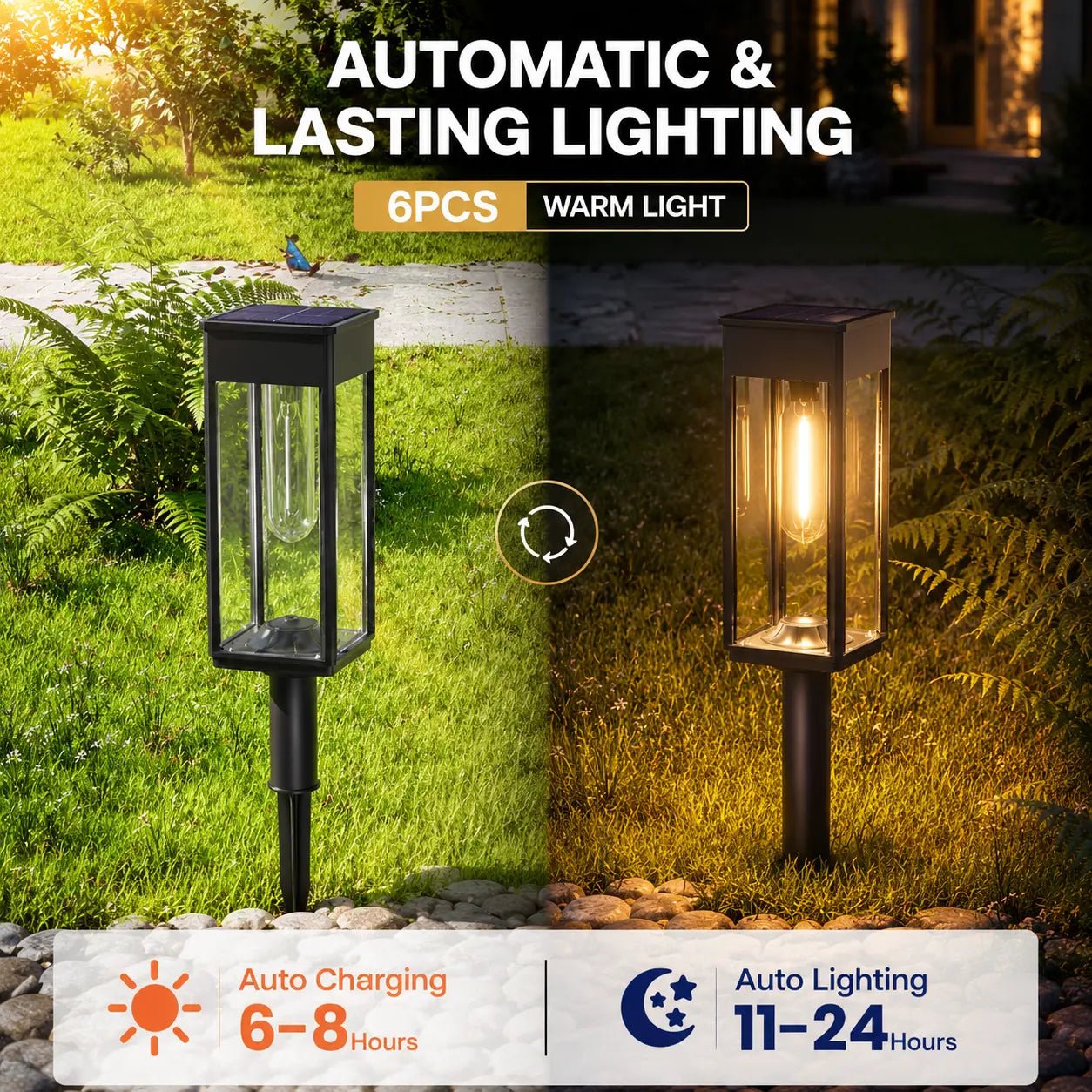 6-Pack Solar Pathway Lights – Outdoor Garden Lighting