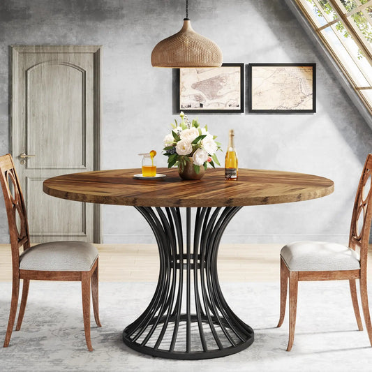 Industrial Round Dining Table for 4–6 People