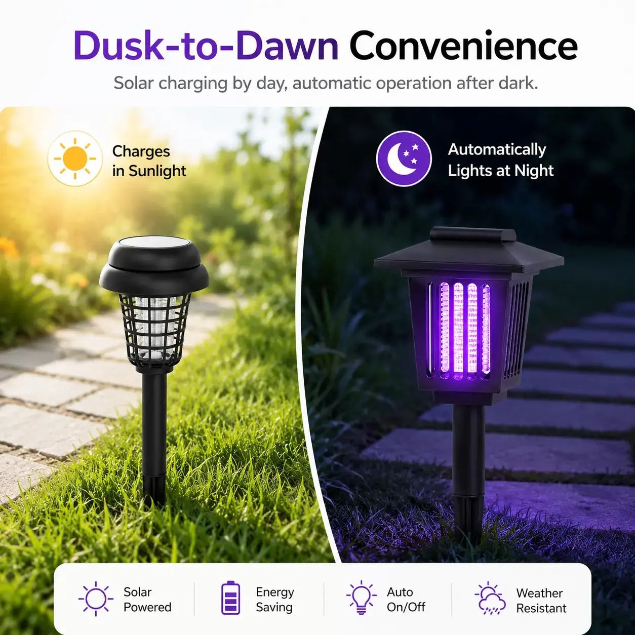 Solar Mosquito Zapper Pathway Light – 2-in-1 UV Bug Killer & LED Garden Lamp