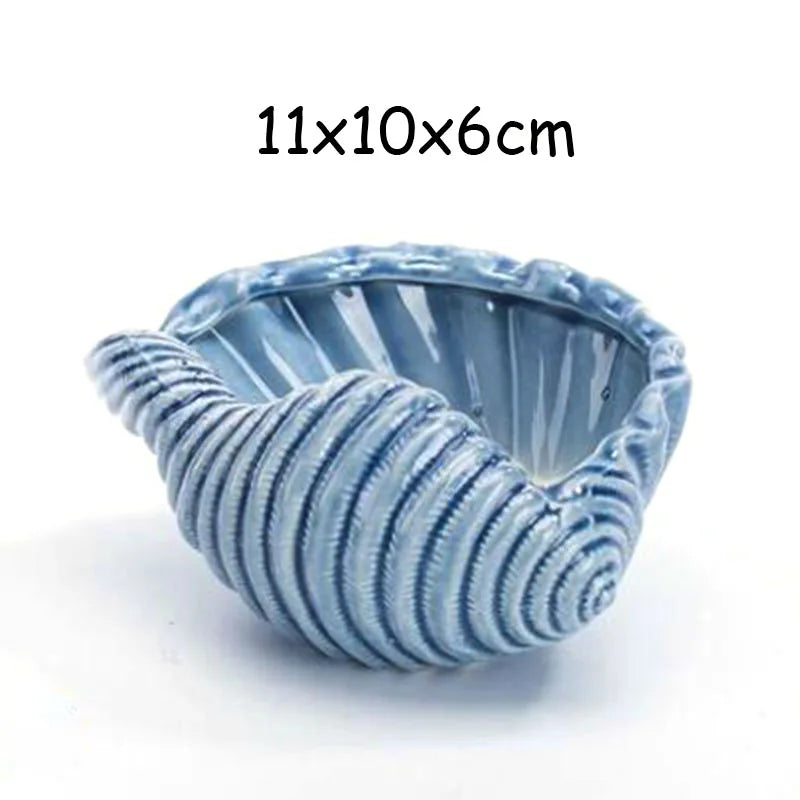 European Style Porcelain Blue Fish Flowerpot - Mini Bonsai Cactus Vase for Home and Garden Decor