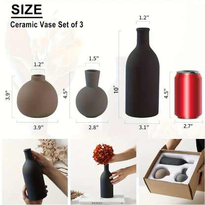 🏺 Modern Ceramic Vase Set – 3 Piece Decorative Collection