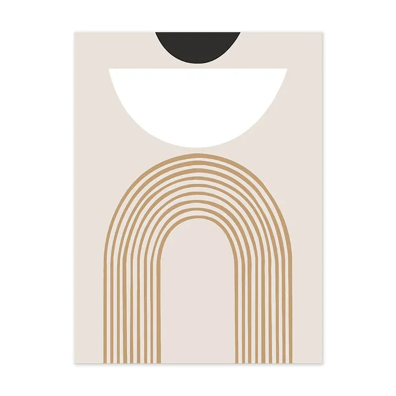 Abstract Geometric Wall Art Canvas Print Set – Modern Minimalist Black & Beige Poster Decor