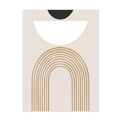 Abstract Geometric Wall Art Canvas Print Set – Modern Minimalist Black & Beige Poster Decor