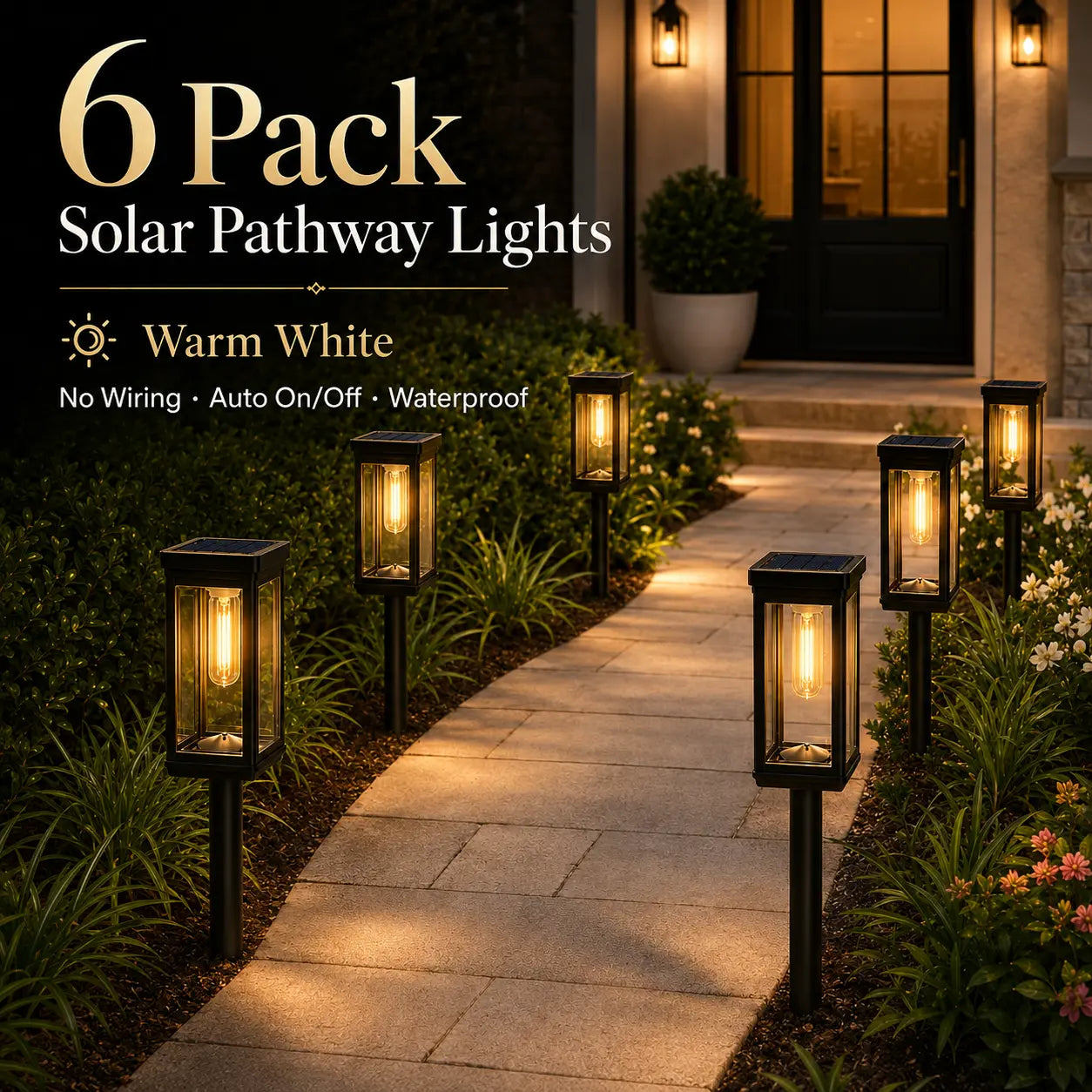 6-Pack Solar Pathway Lights – Outdoor Garden Lighting