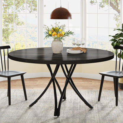 Industrial Round Dining Table for 4–6 People