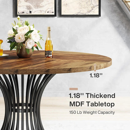 Industrial Round Dining Table for 4–6 People