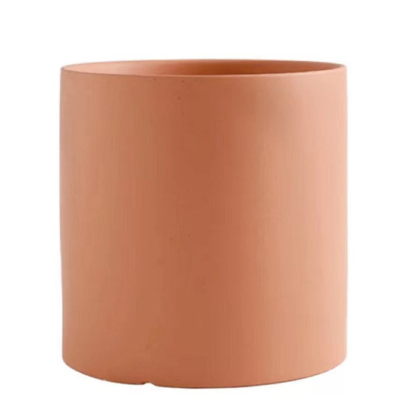 Nordic Industrial Style Colorful Ceramic Flowerpot Succulent Planter Green Plants Cylindrical Shape Flower Pot with Hole Tray