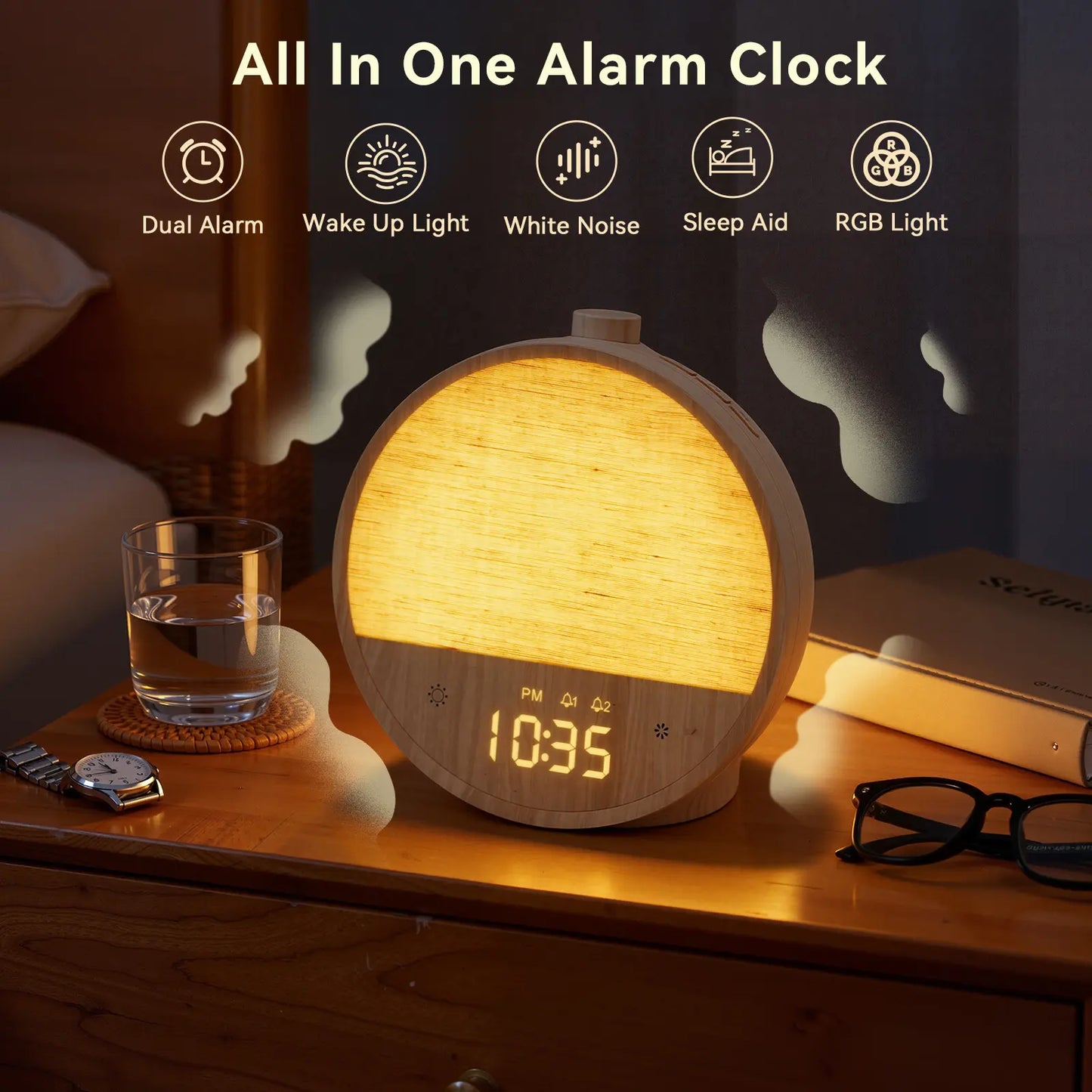 Sunrise Alarm Clock with Ambient Light & White Noise