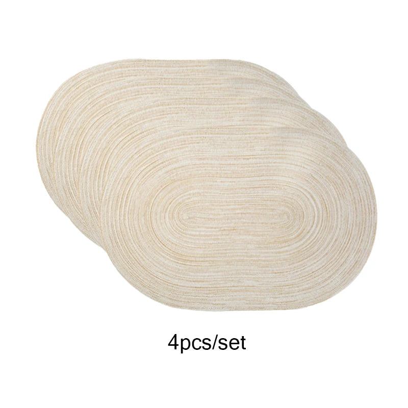 4Pcs/Set Oval Rop Cotton Braided Table Place Mats Braided Coaster Placemas Non-Slip Table Mats for Dining Kitchen Table Washable