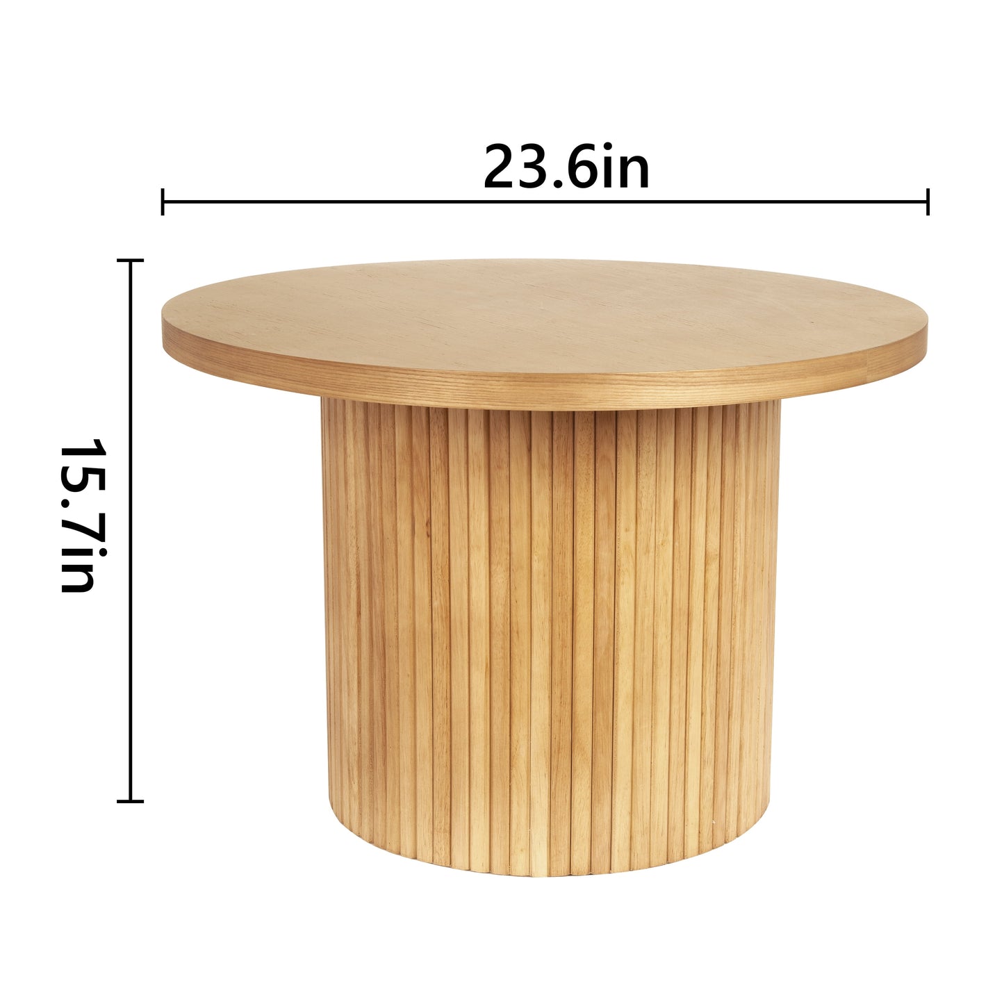 Farmhouse Round Coffee Table with Pedestal Base – Natural Oak Finish