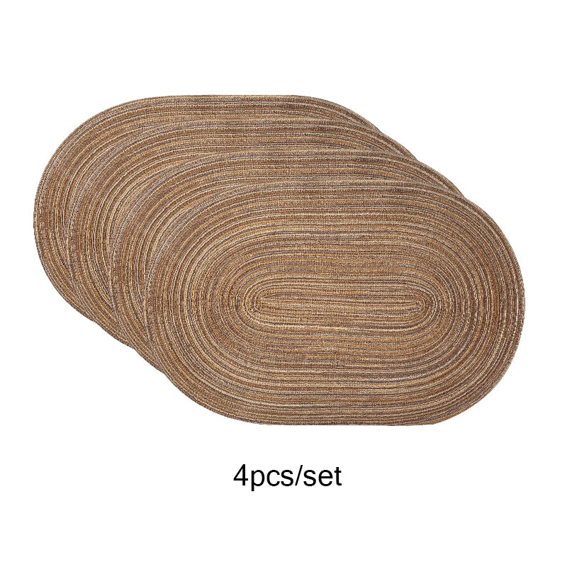 4Pcs/Set Oval Rop Cotton Braided Table Place Mats Braided Coaster Placemas Non-Slip Table Mats for Dining Kitchen Table Washable