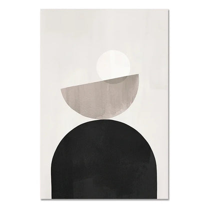 Abstract Geometric Wall Art Canvas Print Set – Modern Minimalist Black & Beige Poster Decor
