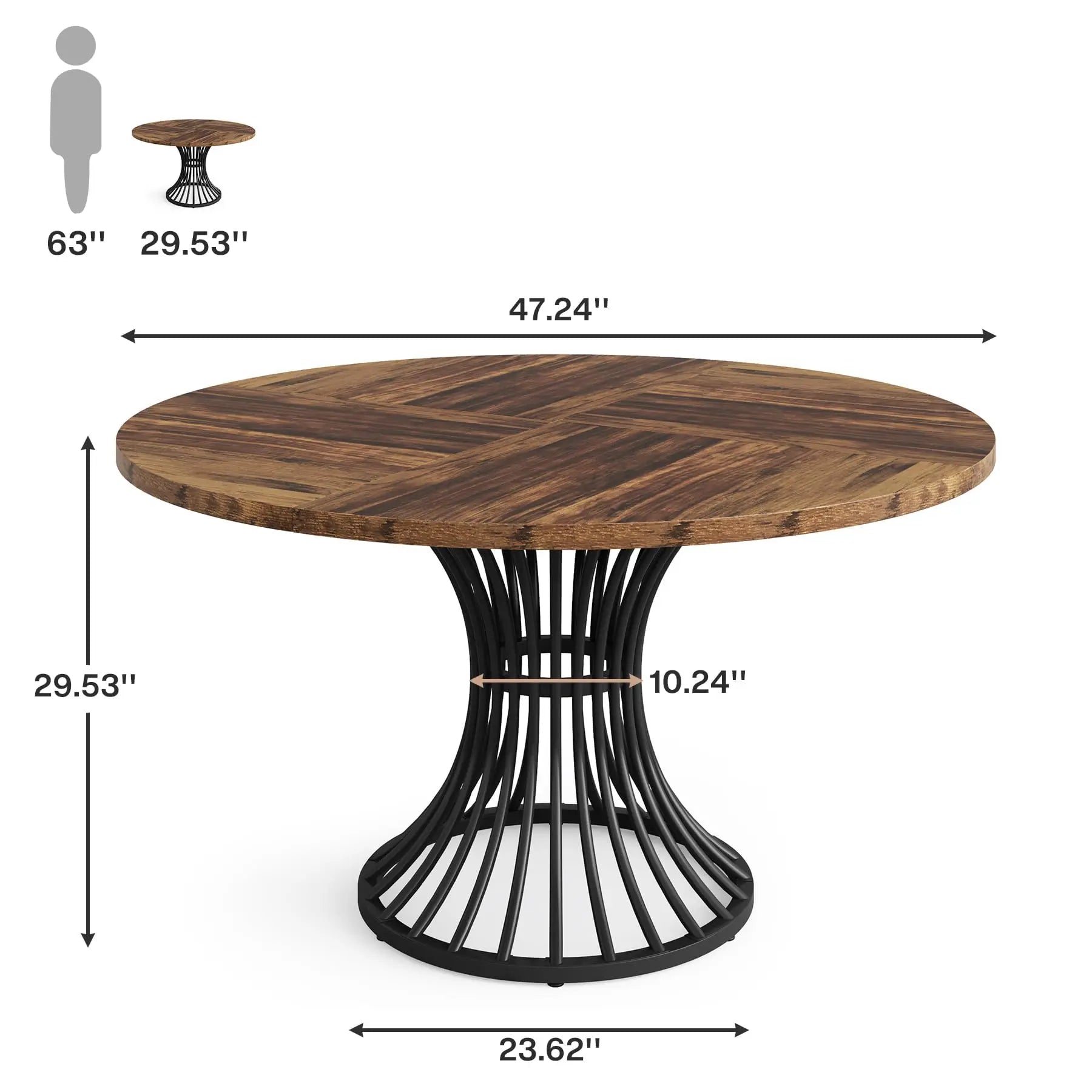 Industrial Round Dining Table for 4–6 People