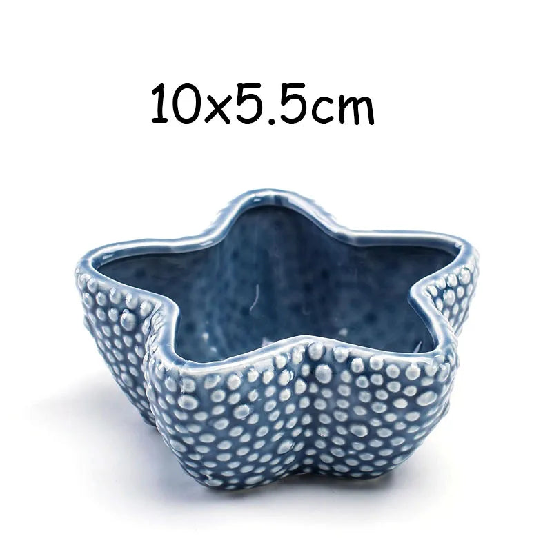 European Style Porcelain Blue Fish Flowerpot - Mini Bonsai Cactus Vase for Home and Garden Decor