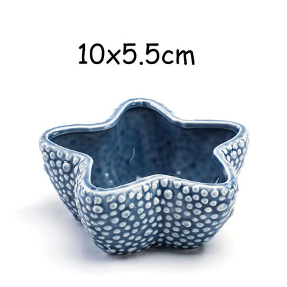 European Style Porcelain Blue Fish Flowerpot - Mini Bonsai Cactus Vase for Home and Garden Decor