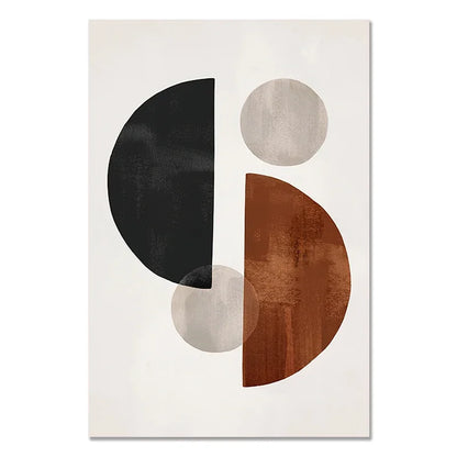 Abstract Geometric Wall Art Canvas Print Set – Modern Minimalist Black & Beige Poster Decor
