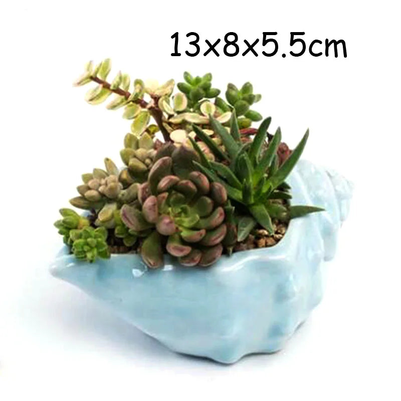 European Style Porcelain Blue Fish Flowerpot - Mini Bonsai Cactus Vase for Home and Garden Decor