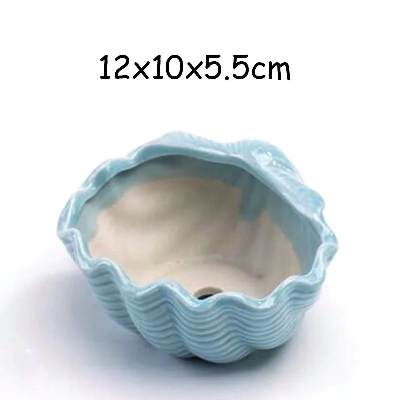 European Style Porcelain Blue Fish Flowerpot - Mini Bonsai Cactus Vase for Home and Garden Decor