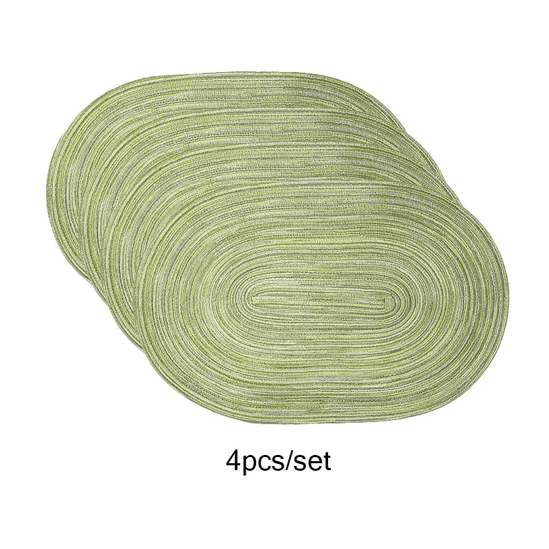 4Pcs/Set Oval Rop Cotton Braided Table Place Mats Braided Coaster Placemas Non-Slip Table Mats for Dining Kitchen Table Washable