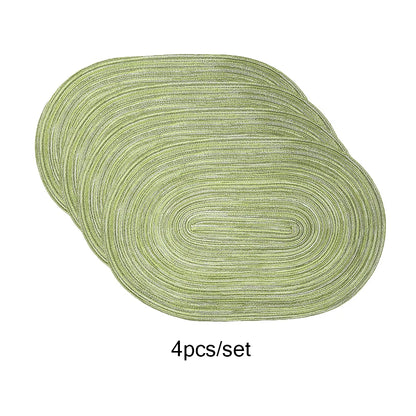 4Pcs/Set Oval Rop Cotton Braided Table Place Mats Braided Coaster Placemas Non-Slip Table Mats for Dining Kitchen Table Washable