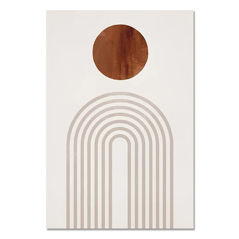 Abstract Geometric Wall Art Canvas Print Set – Modern Minimalist Black & Beige Poster Decor