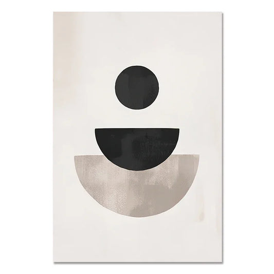 Abstract Geometric Wall Art Canvas Print Set – Modern Minimalist Black & Beige Poster Decor