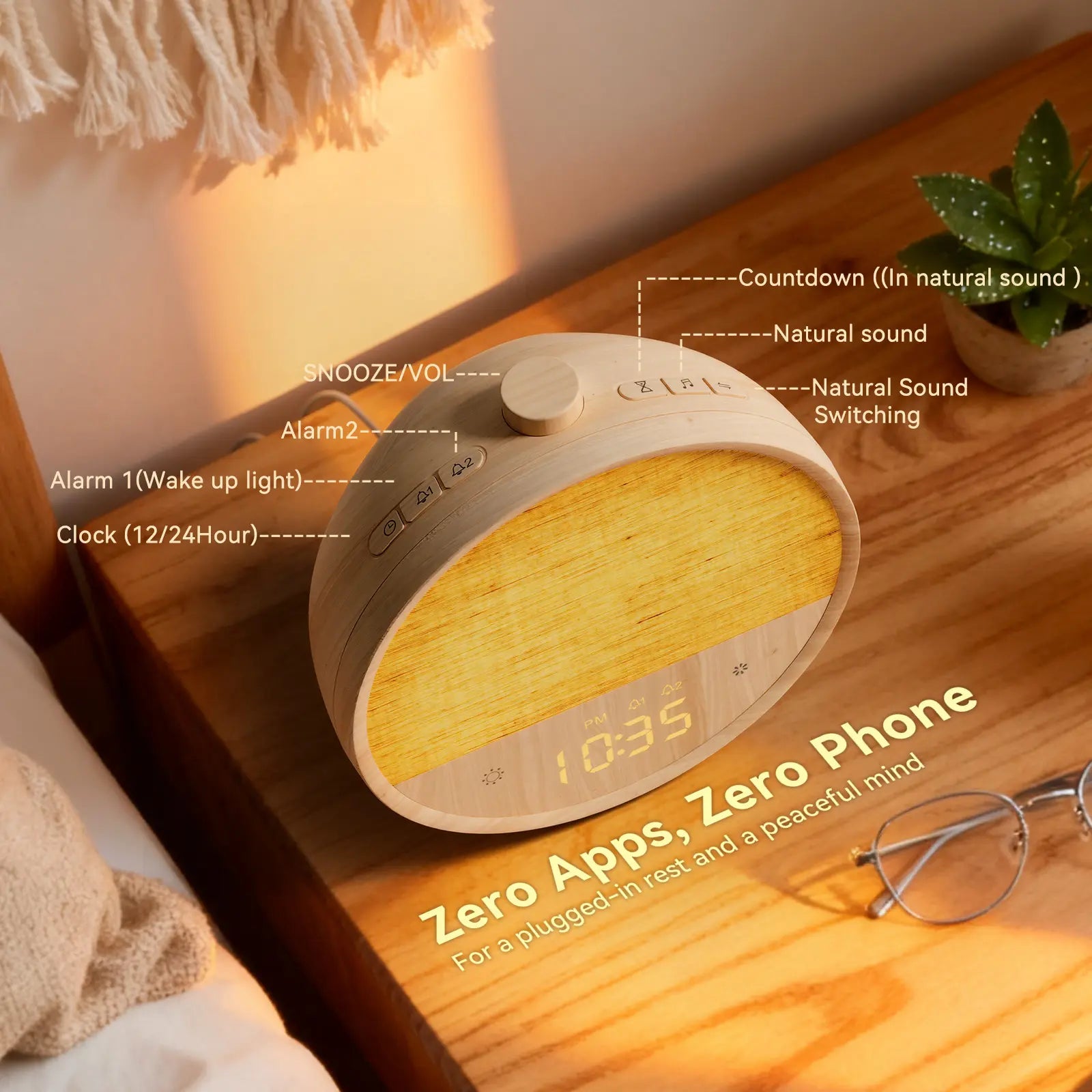 Sunrise Alarm Clock with Ambient Light & White Noise