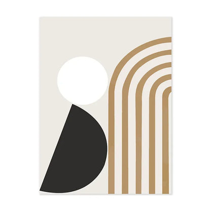 Abstract Geometric Wall Art Canvas Print Set – Modern Minimalist Black & Beige Poster Decor