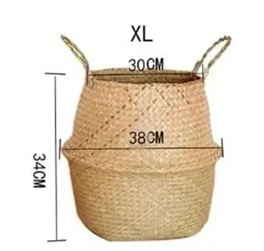 Natural Seaweed Wicker Basket Rattan Hanging Flowerpot Flowerpot Dirty Clothes Dirty Clothes Storage Botany Potted Plant Tools