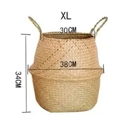 Natural Seaweed Wicker Basket Rattan Hanging Flowerpot Flowerpot Dirty Clothes Dirty Clothes Storage Botany Potted Plant Tools