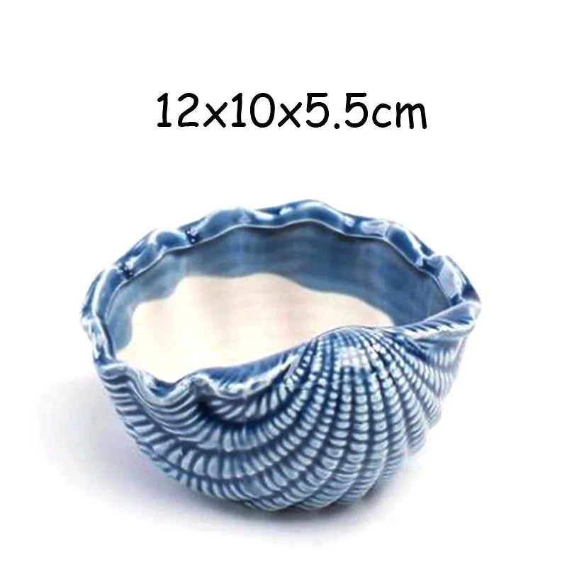 European Style Porcelain Blue Fish Flowerpot - Mini Bonsai Cactus Vase for Home and Garden Decor