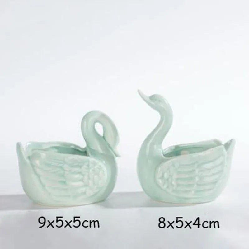 European Style Porcelain Blue Fish Flowerpot - Mini Bonsai Cactus Vase for Home and Garden Decor