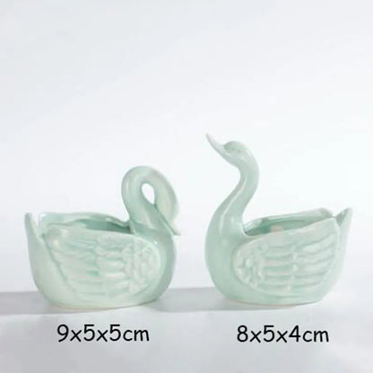 European Style Porcelain Blue Fish Flowerpot - Mini Bonsai Cactus Vase for Home and Garden Decor