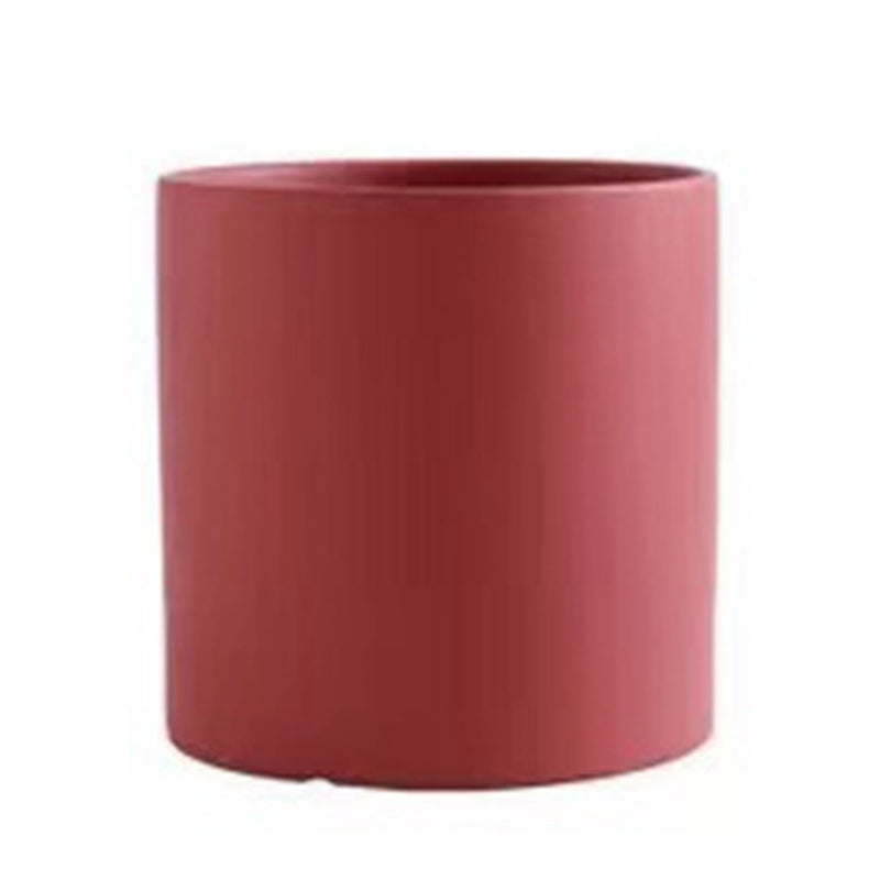 Nordic Industrial Style Colorful Ceramic Flowerpot Succulent Planter Green Plants Cylindrical Shape Flower Pot with Hole Tray