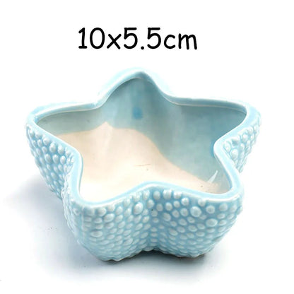 European Style Porcelain Blue Fish Flowerpot - Mini Bonsai Cactus Vase for Home and Garden Decor