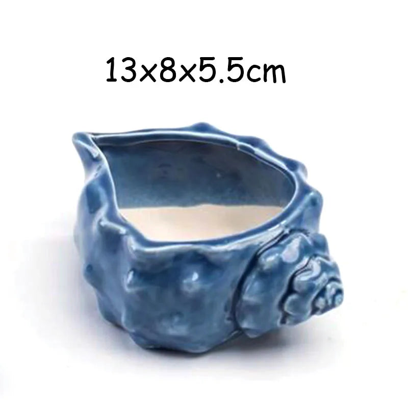 European Style Porcelain Blue Fish Flowerpot - Mini Bonsai Cactus Vase for Home and Garden Decor