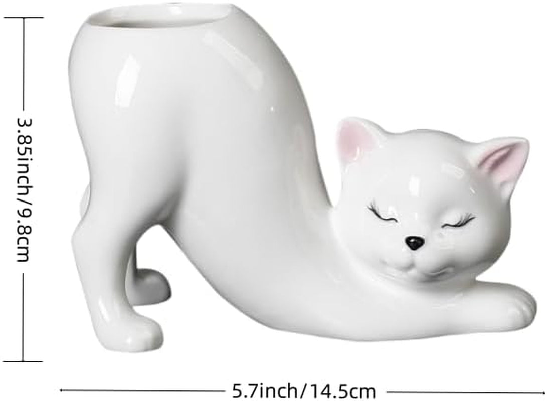 Cute Cat Ceramic Planter Pot for Succulents, Cactus & Small Indoor Plants