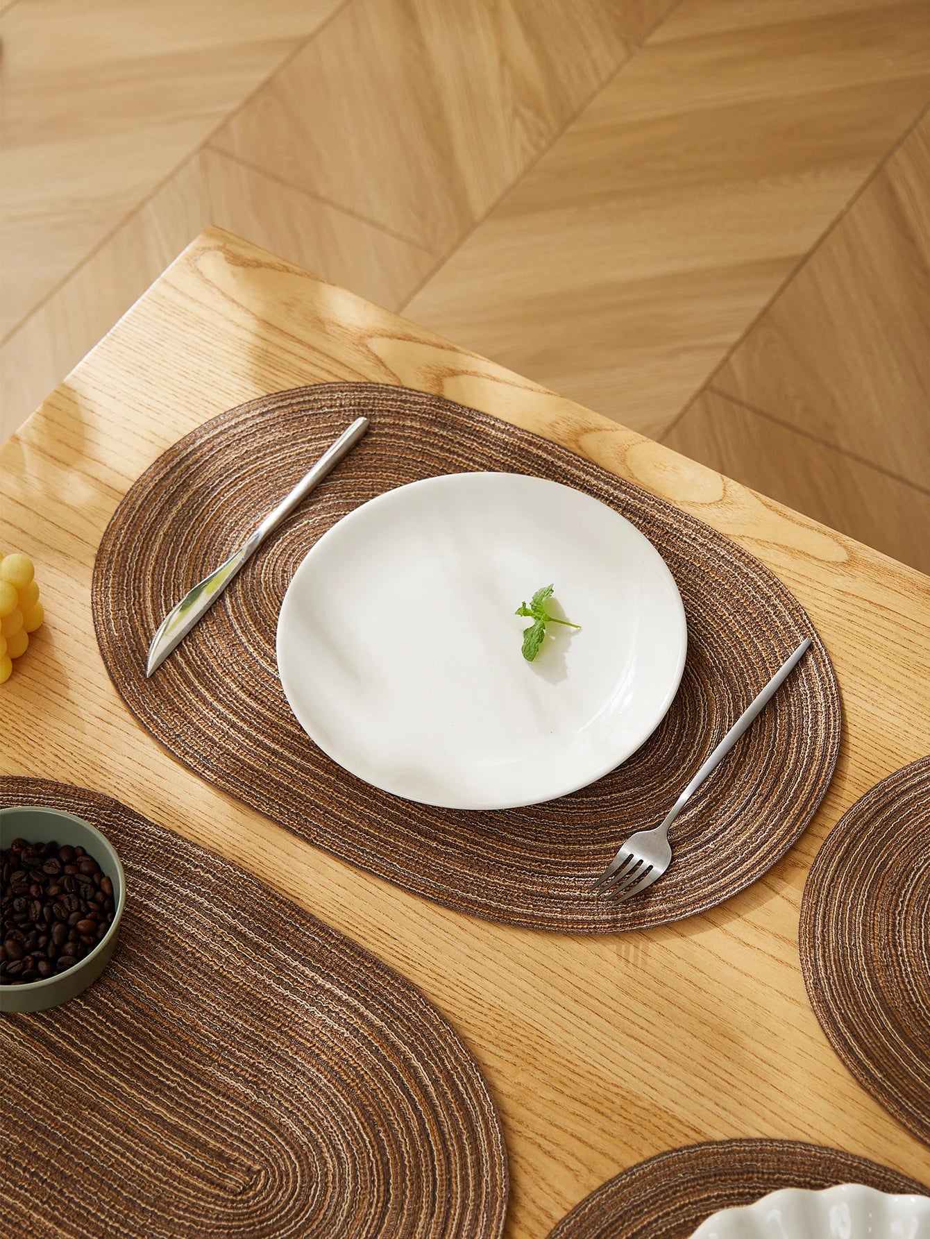 4Pcs/Set Oval Rop Cotton Braided Table Place Mats Braided Coaster Placemas Non-Slip Table Mats for Dining Kitchen Table Washable