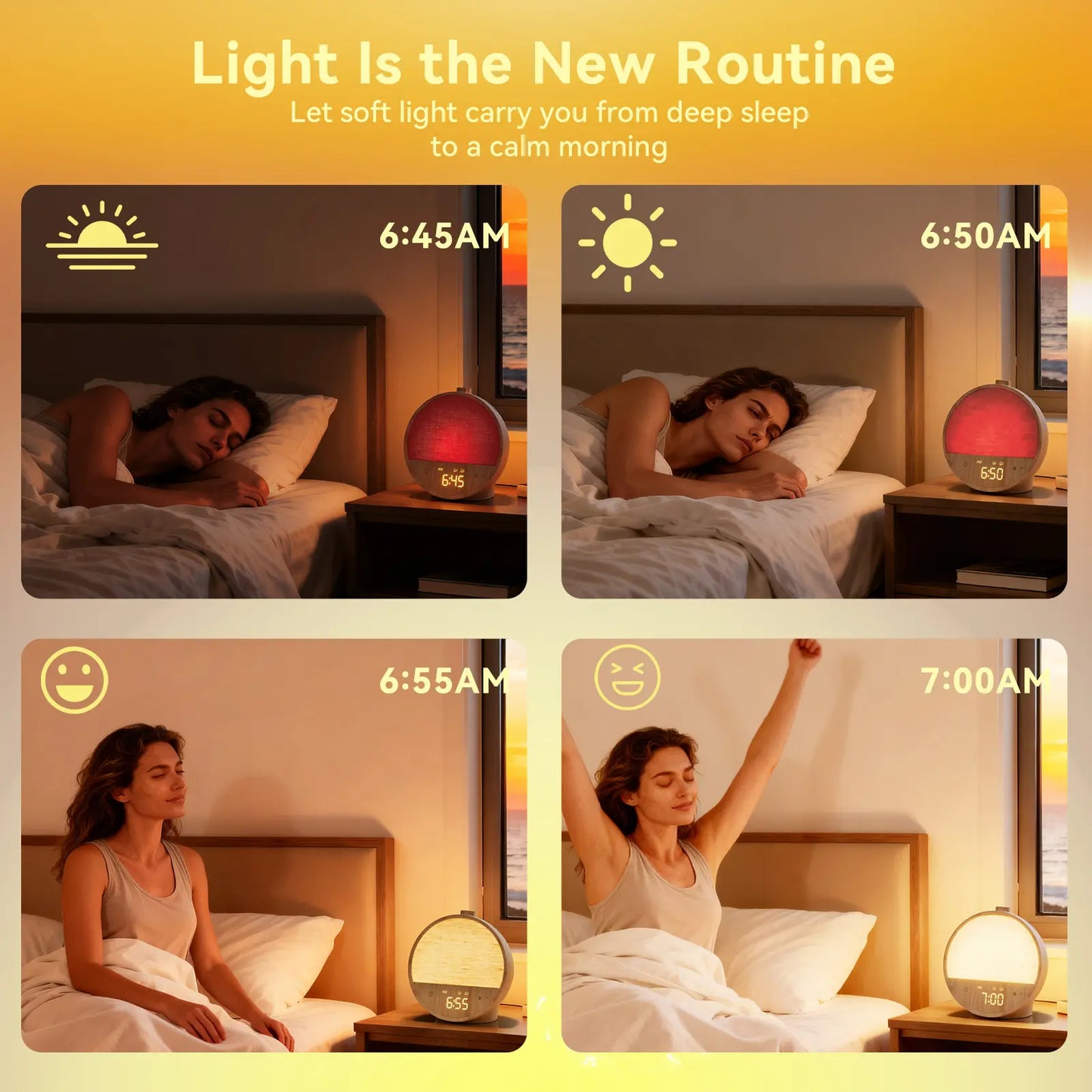Sunrise Alarm Clock with Ambient Light & White Noise
