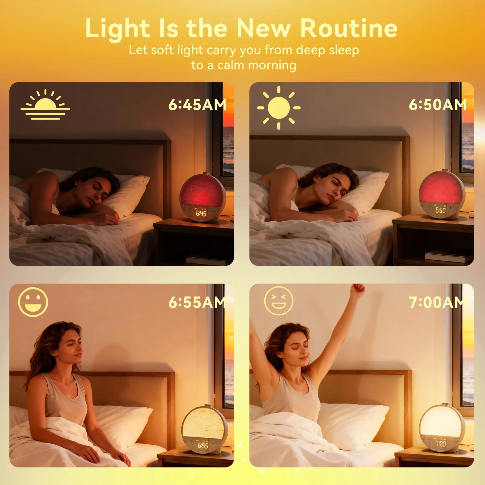 Sunrise Alarm Clock with Ambient Light & White Noise