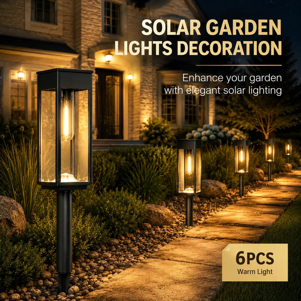 6-Pack Solar Pathway Lights – Outdoor Garden Lighting