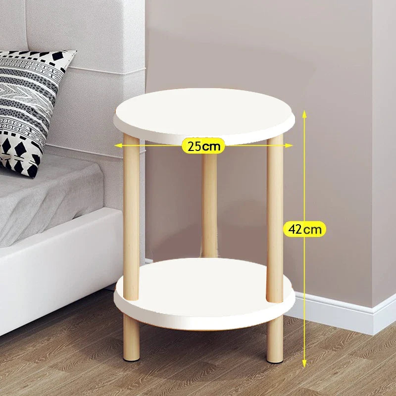 Modern Round Side Table with Storage Shelf