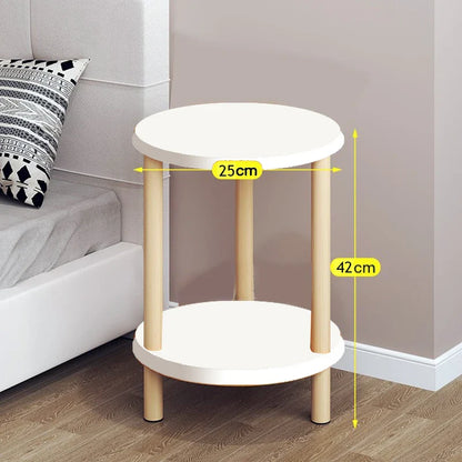 Modern Round Side Table with Storage Shelf