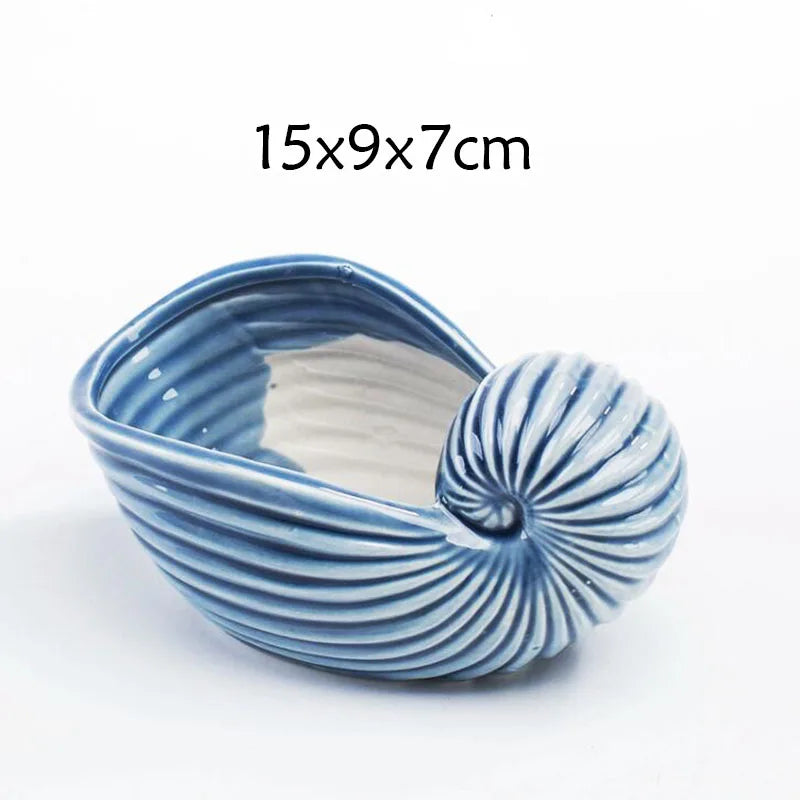 European Style Porcelain Blue Fish Flowerpot - Mini Bonsai Cactus Vase for Home and Garden Decor