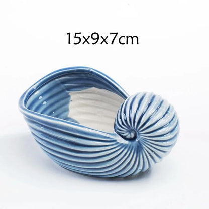 European Style Porcelain Blue Fish Flowerpot - Mini Bonsai Cactus Vase for Home and Garden Decor